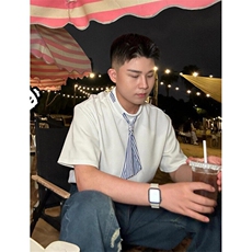 街头航海系t恤男夏季小方巾拼接短袖重磅硬挺正肩半袖TY89，男装T恤，星座1116A（原606A-3）