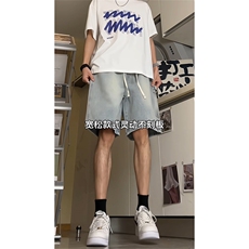 美式高街工装牛仔短裤A451特P35控55，男装牛仔裤，电商A309