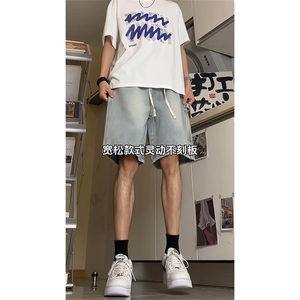 美式高街工装牛仔短裤 A451特P35 控55图片