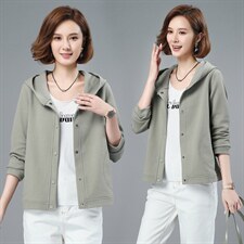 2021春季新款简约休闲时尚舒适连帽开衫卫衣，女装卫衣/绒衫，小林双子