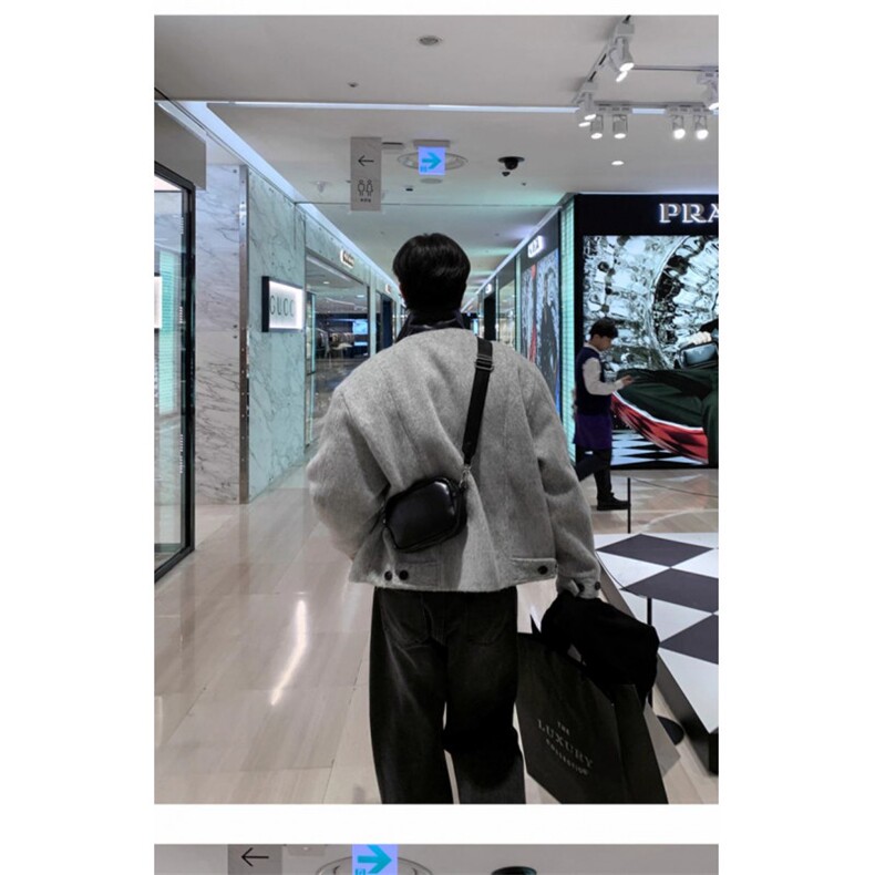 【现货】韩版短款男潮流灰色毛呢夹克外套翻领DKNZ001特P105,男装毛呢大衣,星座1004（原星座815-3）
