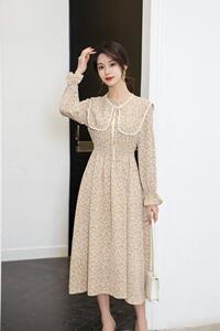 【现货】春季新款 碎花披肩连衣裙 两穿图片