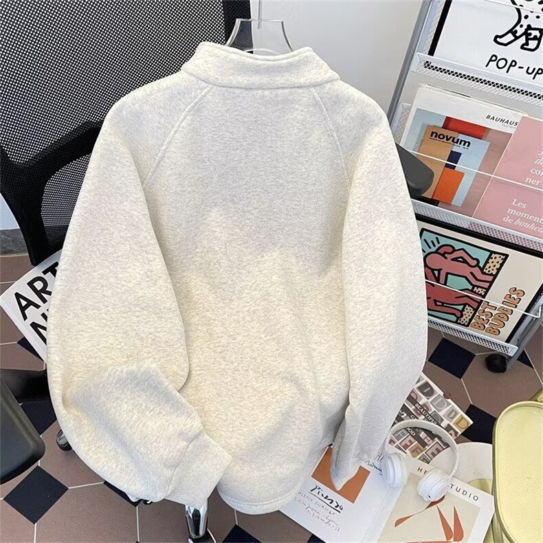 美式半拉链加绒卫衣男女潮牌宽松春秋冬立领长袖上衣WYH08P39-43,男装卫衣,星座1013-5