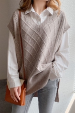 针织马甲背心女早秋洋气减龄外搭叠穿无袖坎肩小上衣，女装马甲，恩泰羊绒