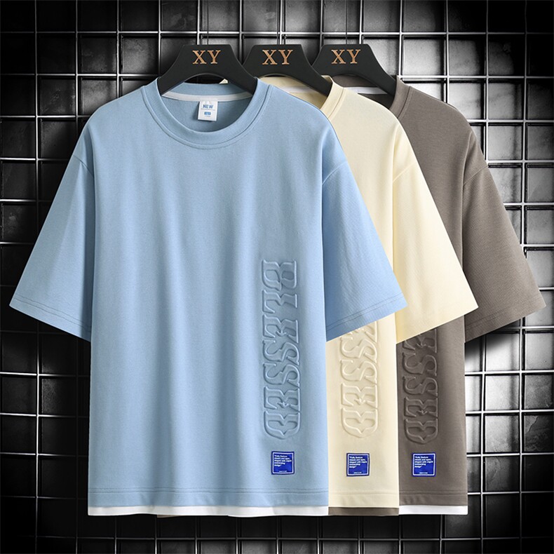 冰氧仿棉短袖网格挂拍体恤夏季休闲百搭刺绣纯色男上衣TC3148-P24,男装T恤,星座717
