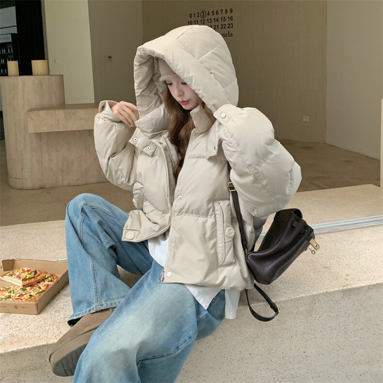 小个子连帽短款羽绒服女冬季新款重工90白鸭绒洋气保暖外套面包服,女装羽绒服,网红馆