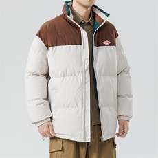 冬季新款宽松面包服美式复古立领棉服男撞色棉衣外套MY9060-P100，男装棉衣，电商A128
