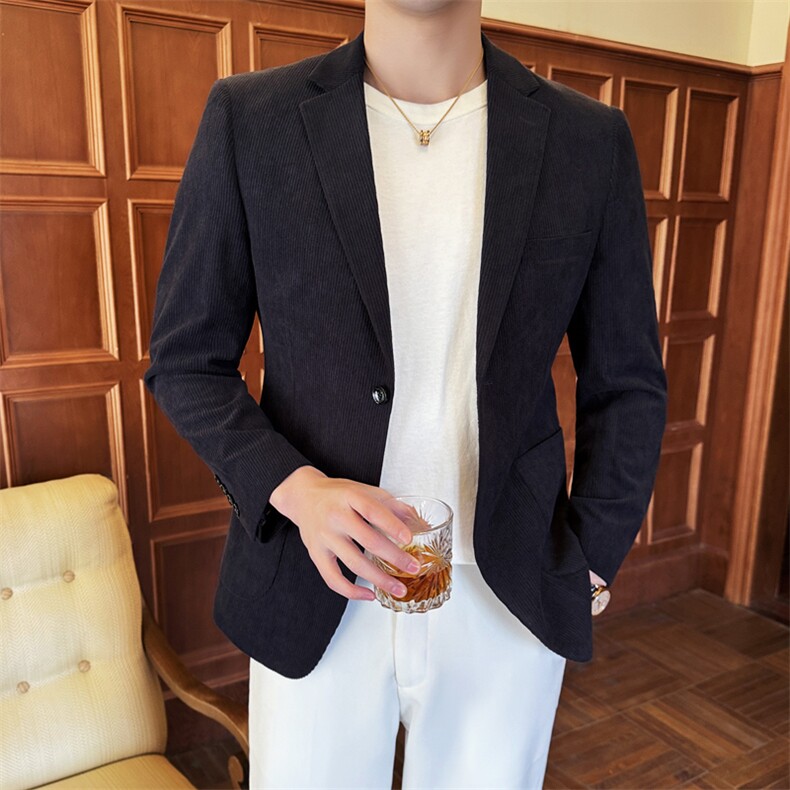26做货-男士灯芯绒休闲西装修身韩版西服外套上衣DX6948P165，男装西服套装，电商D216