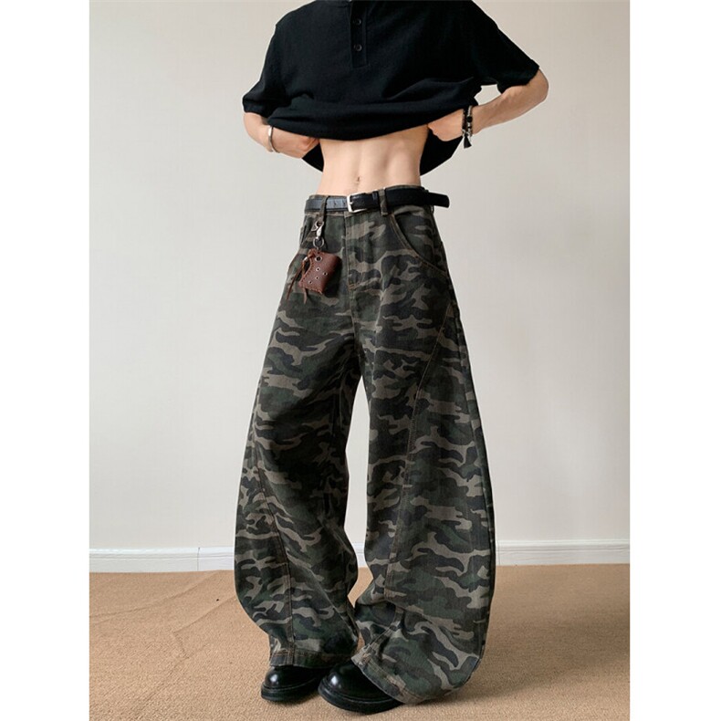 弯刀原宿迷彩休闲裤男女美式高街潮牌工装长裤子K1107-P50，男装休闲裤，电商D202-1