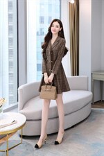 冬季新款现货，羊毛呢料外套连衣裙，女装连衣裙，金典明美