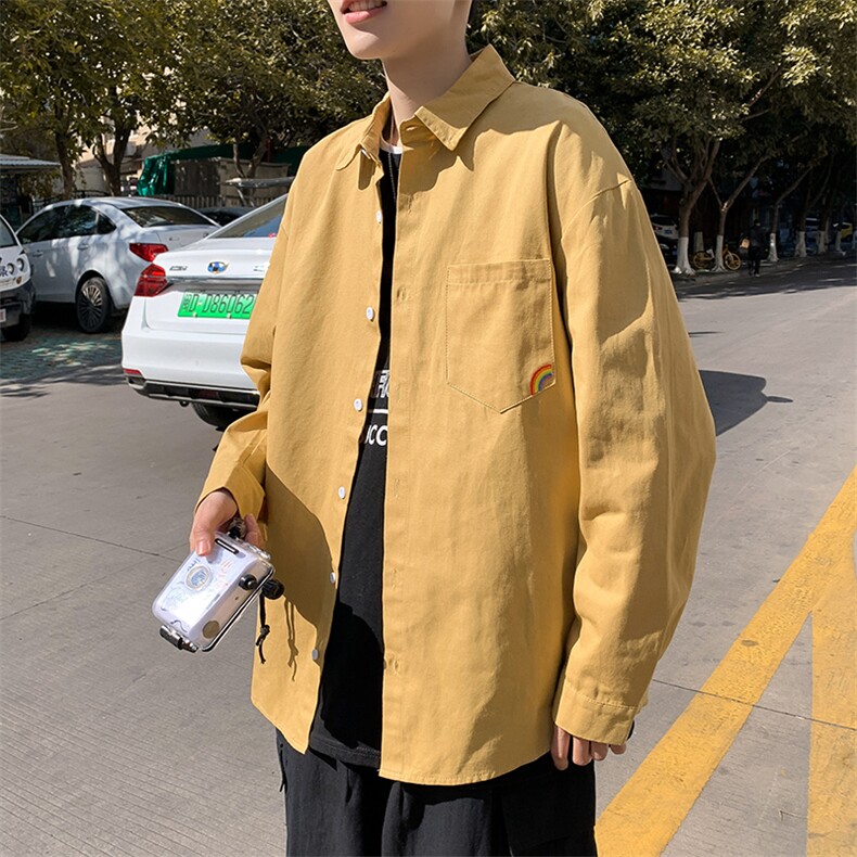 衬衫2021年秋季新款长袖宽松衬衣潮流港风日系休闲上衣W1616-P32,男装衬衫,星座512-4