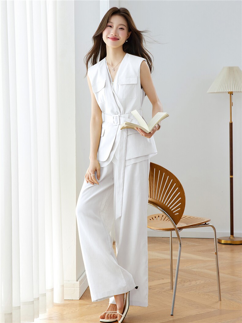 时尚套装女2026年夏季新款时尚绣花气质女人味天丝麻时髦两件套潮,女装套装/套裙,拾衣