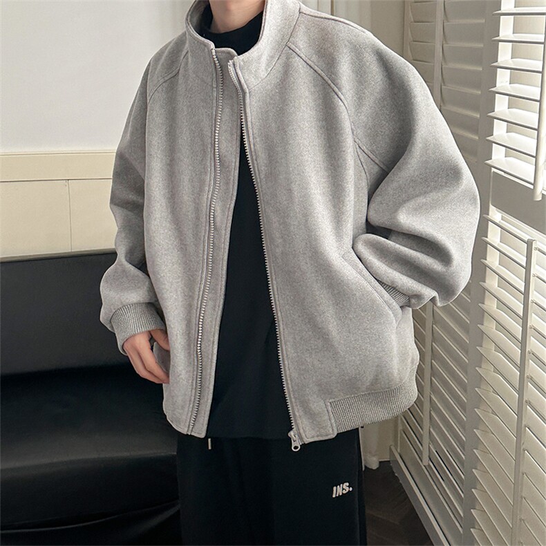 秋冬现货新款呢料外套男立领休闲呢子夹克A351-AJ2519-P115控168,男装夹克,电商A351