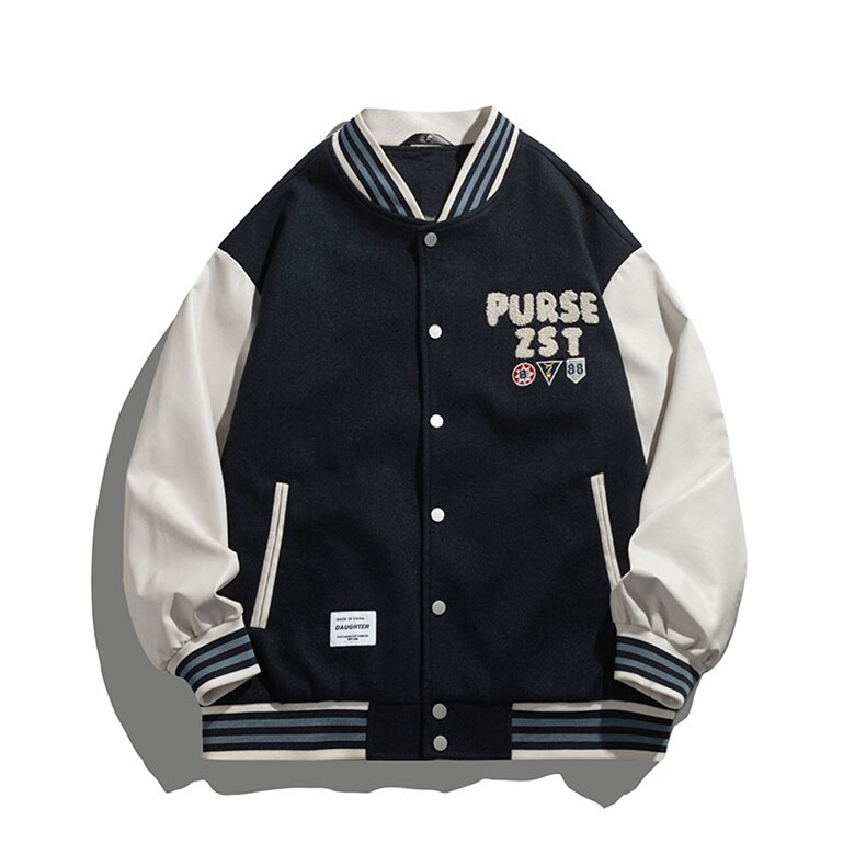 港风上衣夹克宽松落肩拼色棒球服外套JK714-P68图片