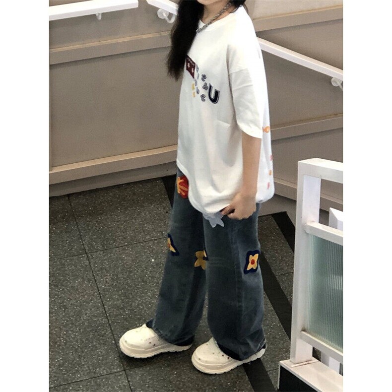 【有货】S809HH-特P52重工艺花瓣刺绣水洗牛仔裤男女设计感裤子,男装牛仔裤,星座1007（原301D）