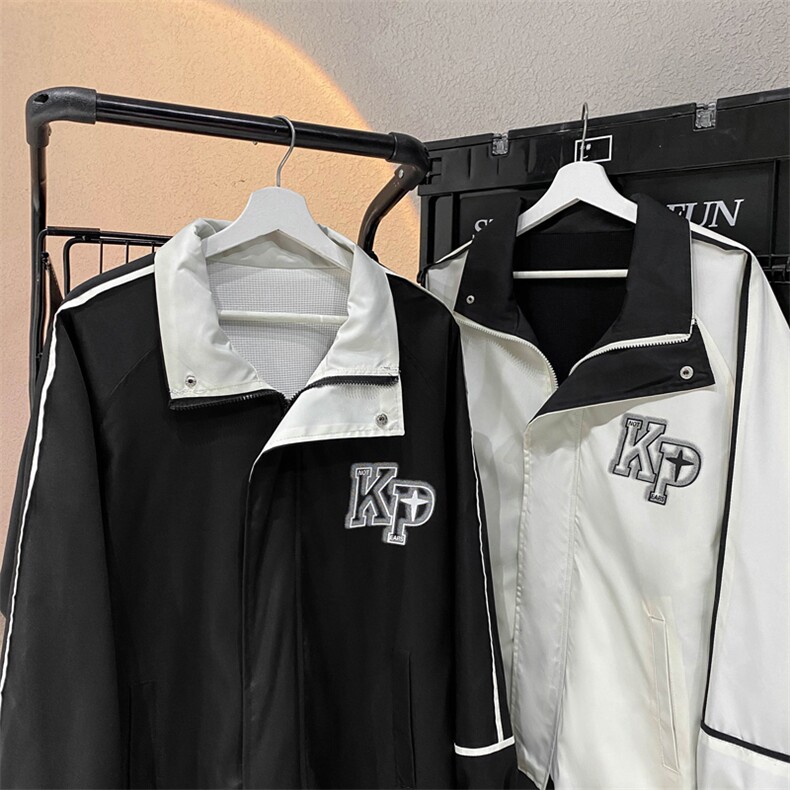 双面穿冲锋衣印花KP夹克男大码棒球服春秋休闲外套 6005-P60控108图片