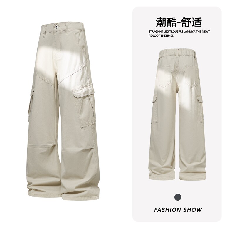 B221美式ins高街筒洗褪多口袋工装休闲牛仔裤LK26648-特P55控98,男装牛仔裤,电商B221