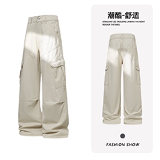 B221美式ins高街筒洗褪多口袋工装休闲牛仔裤LK26648-特P55控98，男装牛仔裤，电商B221