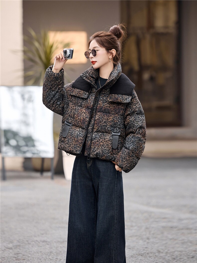 冬季新款女装2025年时尚气质优雅大方豹纹棉服,女装棉衣/棉服,魅影