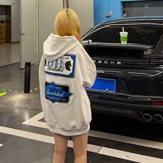 MEDM复古排版毛巾绣拉链连帽卫衣男美式街头休闲外套春秋帽衫，女装短外套，四季星座505