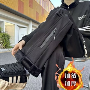 冲锋裤子男美式高街秋冬季加绒加厚工装裤保暖防水拉链徒步登山裤图片
