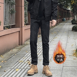 秋冬加绒牛仔裤男 直筒基础百搭裤子 修身休闲裤1412-2/607H/P60图片