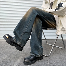 秋冬季美式高街牛仔裤男潮牌个性显高休闲裤G993/P38，男装牛仔裤，电商D202-1