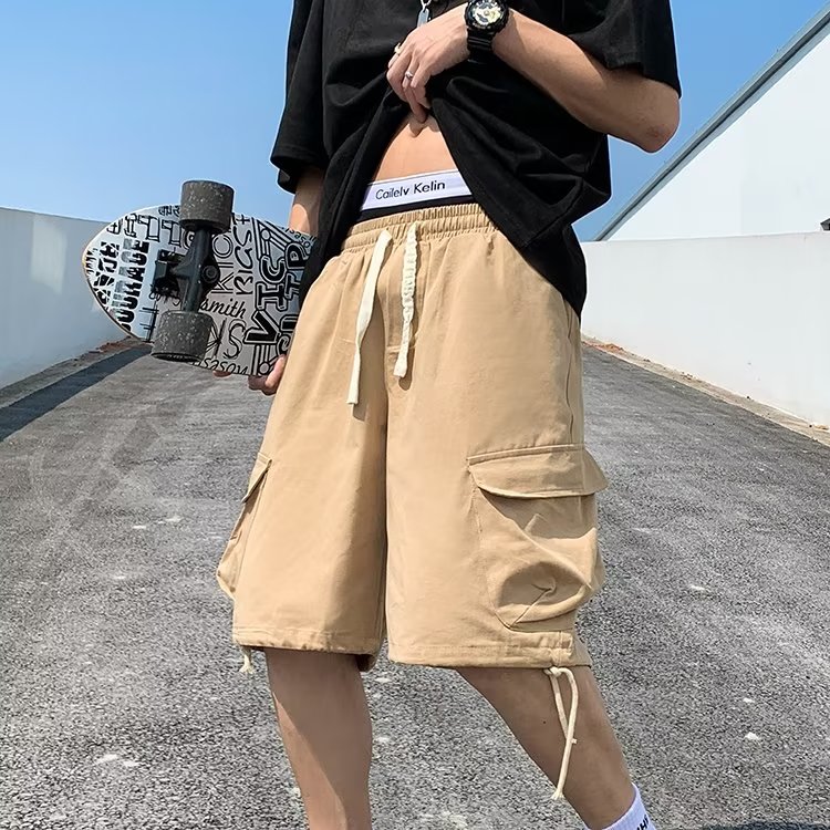 休闲工装短裤男夏季日系宽松青春系带五分裤K226-P28,男装休闲裤,星座1109-3