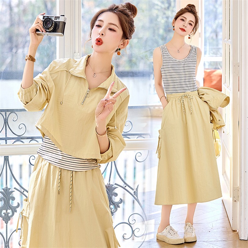 开春穿搭一整套女2025超火三件套春装休闲洋气时尚减龄气质套装裙，女装套装/套裙，依多米