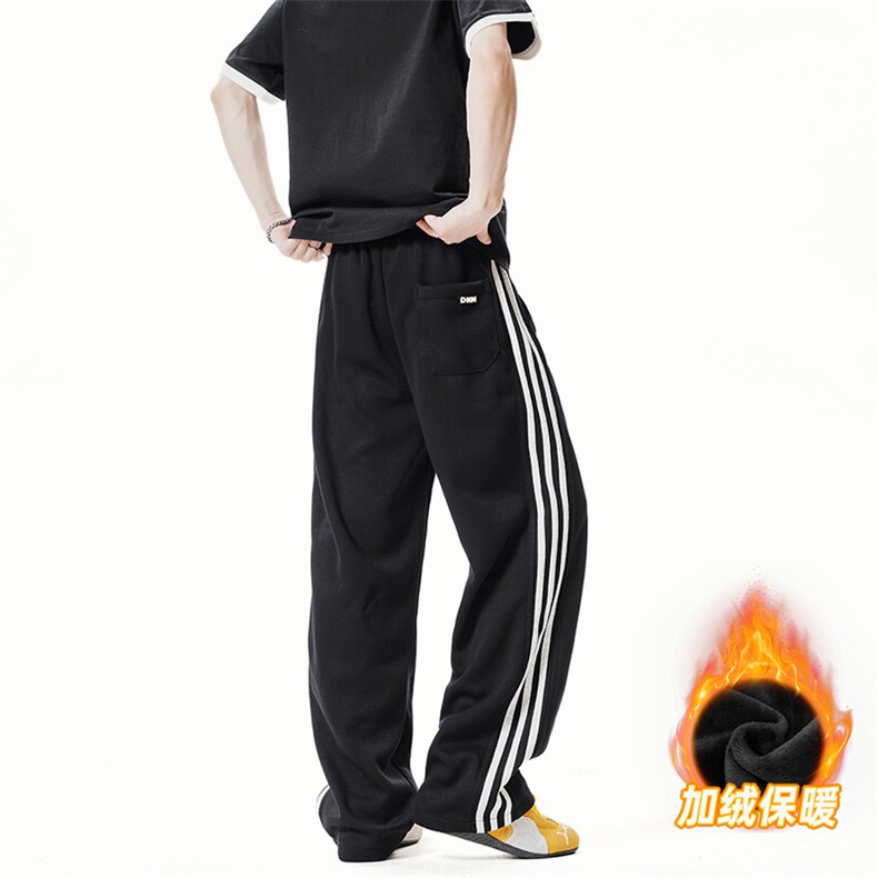 A178-K2838JR大货秋冬季加绒加厚三条杠卫裤直筒宽松特P42,男装休闲裤,电商A178