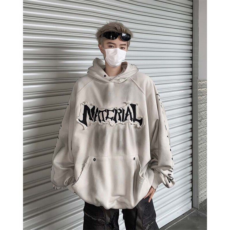 24美式复古擦脏废土风涂鸦连帽卫衣情侣装帽衫XZ514-2-20243-P88,男装卫衣,星座514-2(原B239)