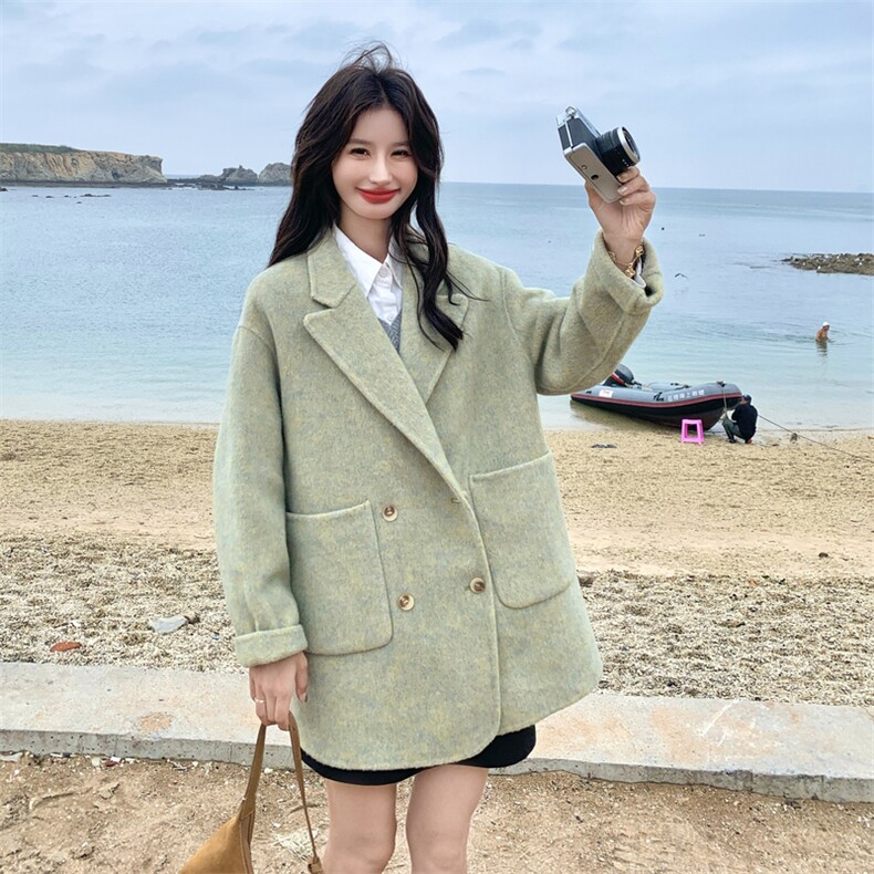 双面呢羊绒大衣女2025新款爆款秋冬高级感气质宽松双面呢西装外套,女装毛呢外套,2C283