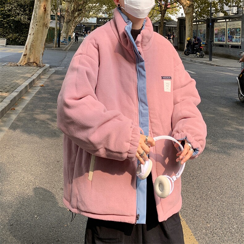 双面穿立领摇粒衣男冬季加厚潮牌ins宽松服外套W2216-P90,男装棉衣,星座512-4