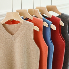 时尚儿童纯色马甲秋季男女童可爱领结设计保暖舒适无袖针织衫，童装马夹/背心，冰晶童装