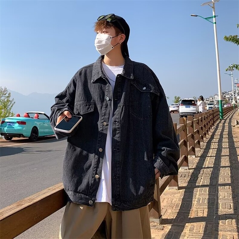 牛仔外套男秋季工装休闲夹克潮牌青少年百搭翻领上衣JK8819/P58,男装工装外套,星座506