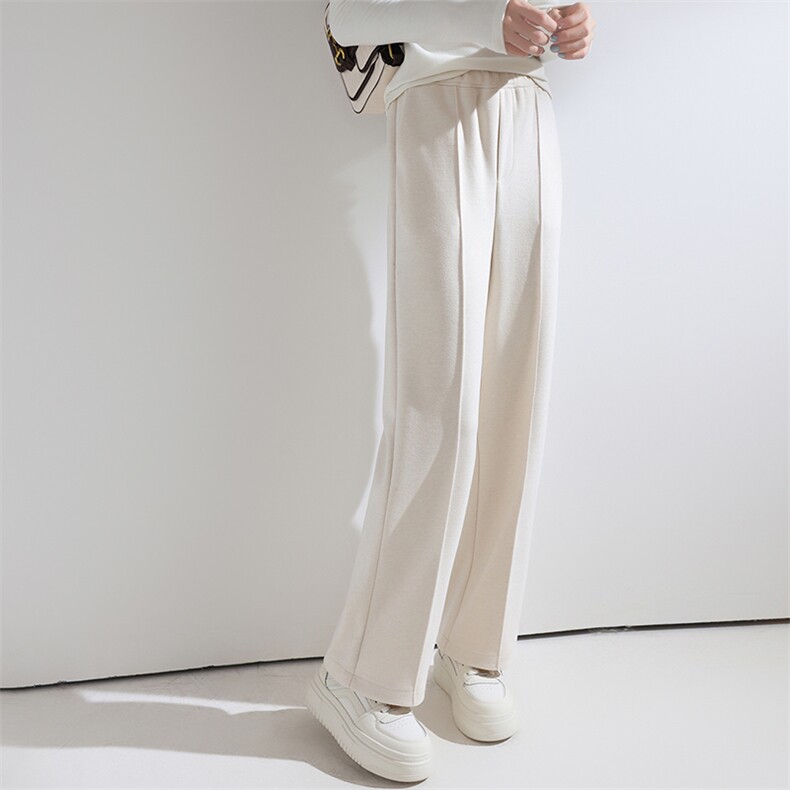 2025年秋季毛呢人字纹中缝阔腿裤（带腰绳）时尚百搭通勤休闲，女装休闲裤，九戎