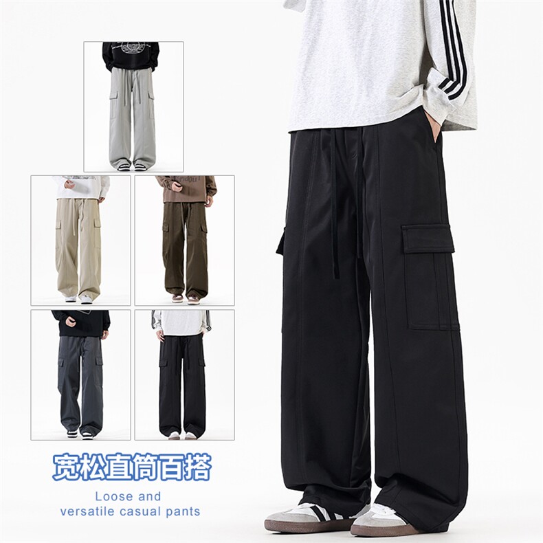 2025秋冬新款休闲男裤厚款直筒宽松松紧腰橡筋工装裤子潮3362-P43,男装工装外套,星座1006