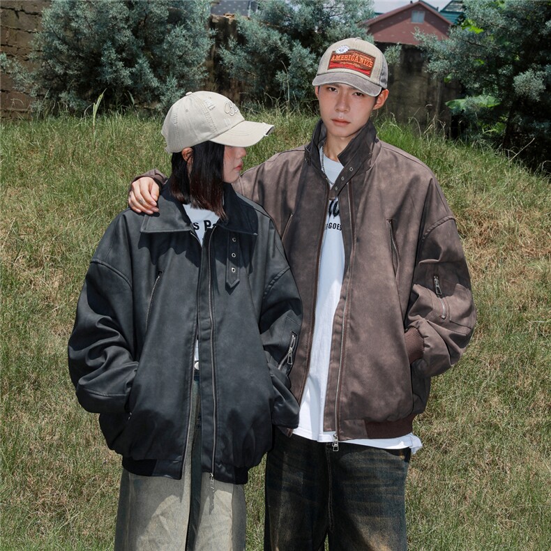 港风面料基布:聚酯纤维涂层:聚氨脂PU皮衣男JK77867P90控148，男装皮衣，星座227-7