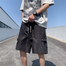 直筒男休闲裤工装裤宽松青春流行潮五分裤时尚潮牌纯色夏季，男装休闲裤，星座716-4
