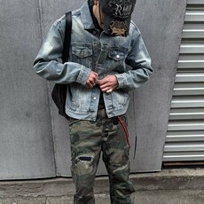 美式复古蓝色牛仔外套男2025秋季新款高街痞帅宽松少年感夹克上衣，男装工装外套，星座1210-1