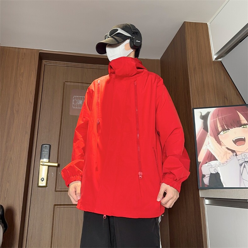 户外秋装新款登山港风防水多拉链冲锋衣男夹克潮外套016-P40,男装夹克,电商A128