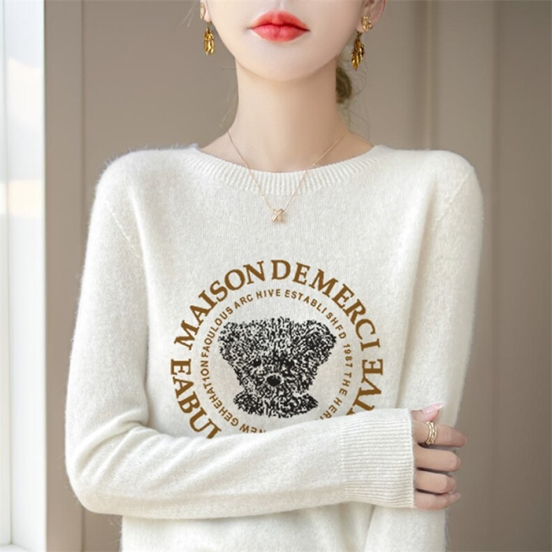 秋冬新款针织圆领套头上衣时尚休闲风，女装针织衫/毛衣，斯美雅安迪绒