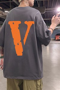 21夏季新款宽松大码港风oversize橙色V运动短袖纯棉T恤T1912-P28，男装T恤，星座508（原C305）