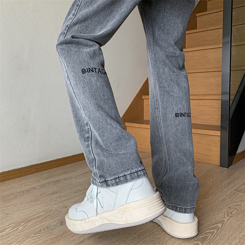 B221美式ins高街小众百搭字母刺绣小脚牛仔裤LK23036-P60控78,男装牛仔裤,电商B221