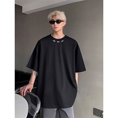 【网图】W51-P38美式街头cleanfit痞帅设计感圆领五分袖潮短袖T恤，男装T恤，电商B245