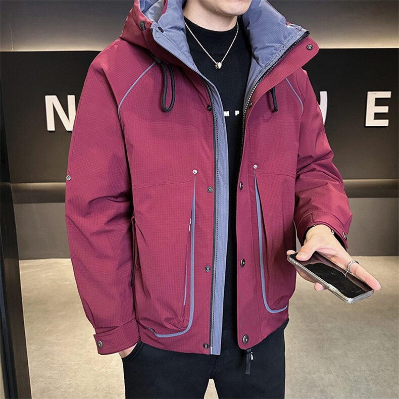 新标90白鸭绒2025年连帽时尚潮流保暖羽绒服男YR6070-P235,男装羽绒服,电商D240-242