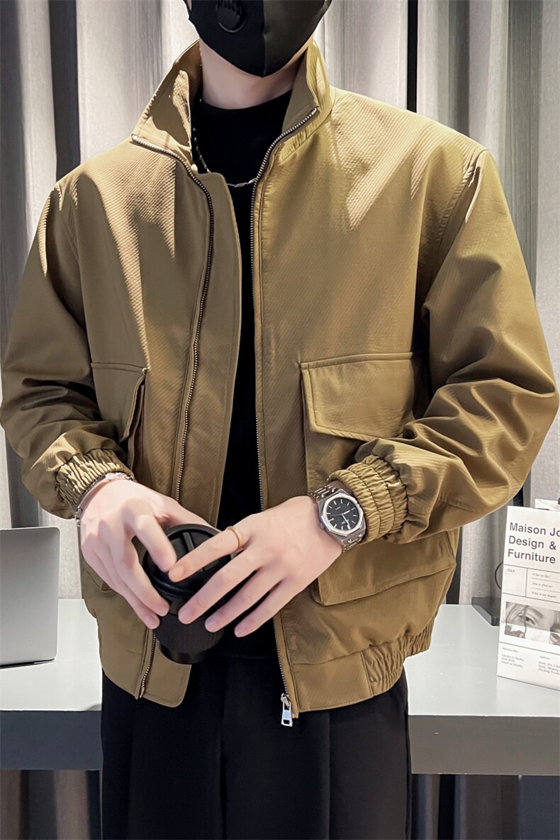 现货2025秋季社会小伙痞帅男立领夹克外套JK24P108控148,男装夹克,电商B276A