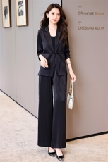 现货2024西装外套夏装新款宽松显瘦减龄西服西裤时尚气质两件套，女装套装/套裙，卡杰菲