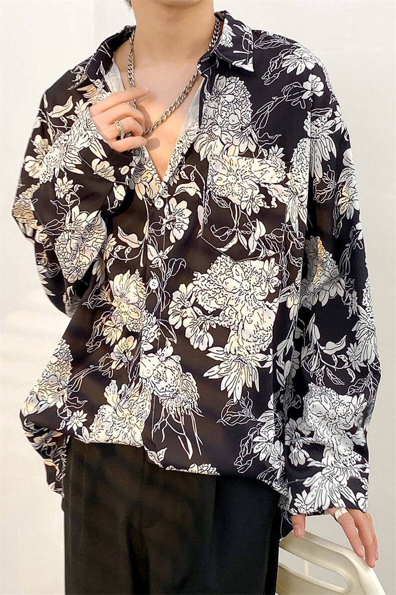 2025秋季新款衬衫青少年长袖免烫宽松扎染印花男衬衫CS2312-P35,男装衬衫,电商A062