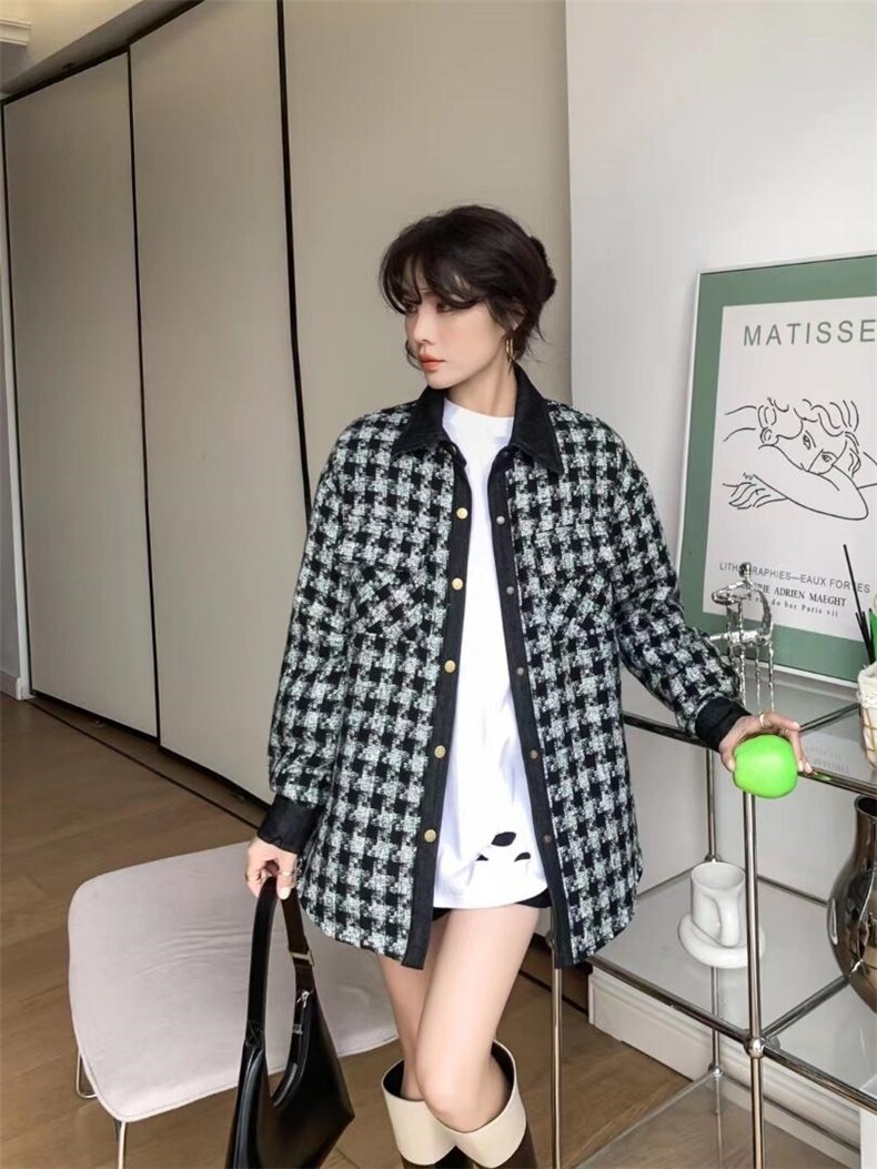 爱美欧，现货，格子撞色衬衣羽绒服，女装羽绒服，爱美欧